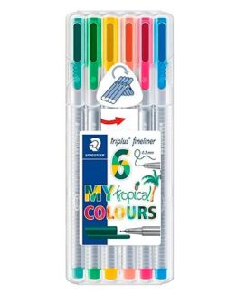 JUEGO MARCADOR STAEDTLER 334 6 COLORES TROPICAL